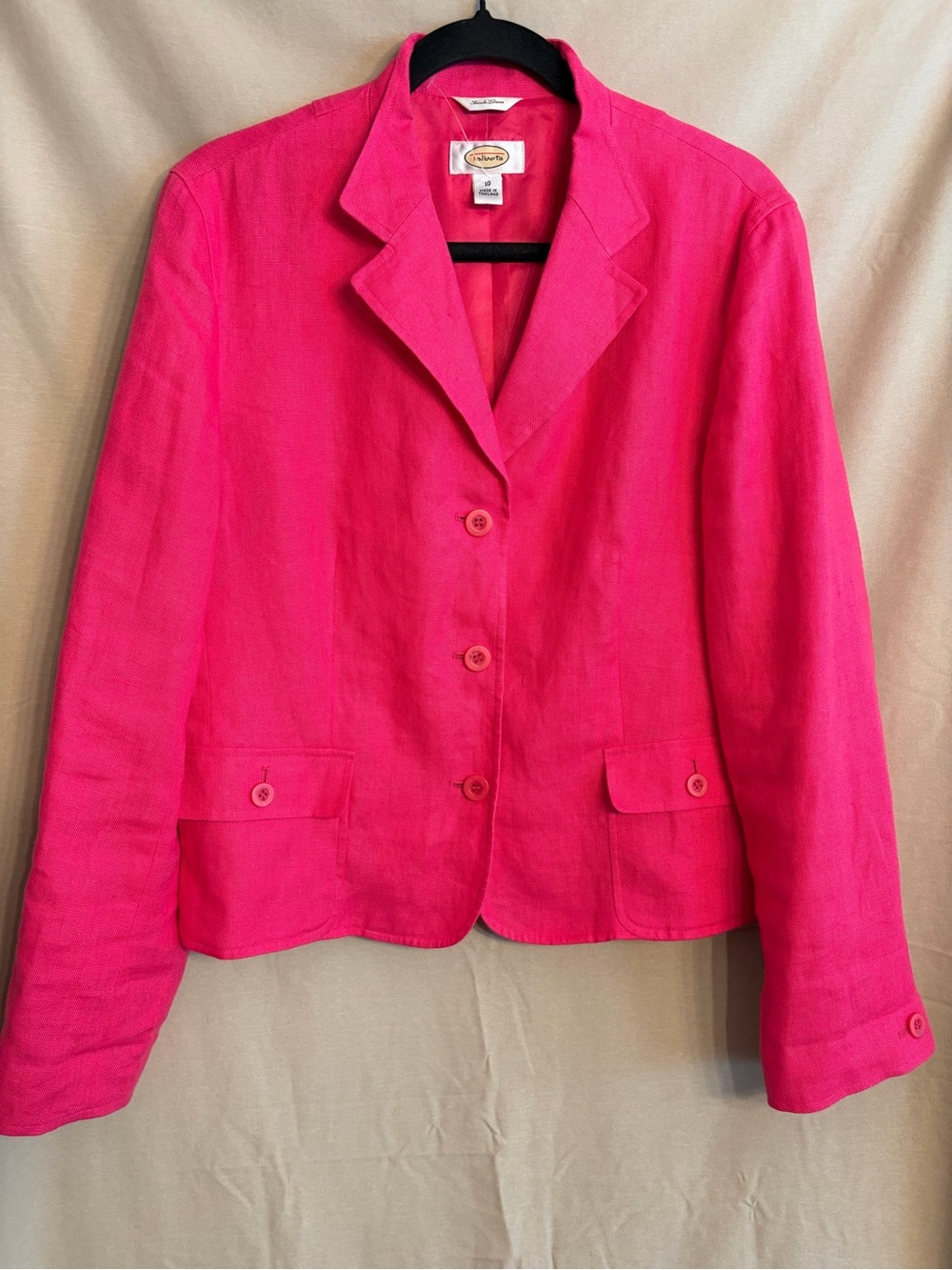 Talbots Women's Pink 100% Irish Linen Blazer Breast Cancer Awareness